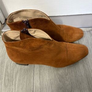 French Sole Rust Suede Ankle Booties